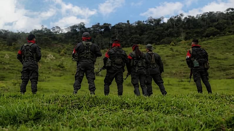 ELN rebels stand guard in the Catatumbo region of Colombia in March.