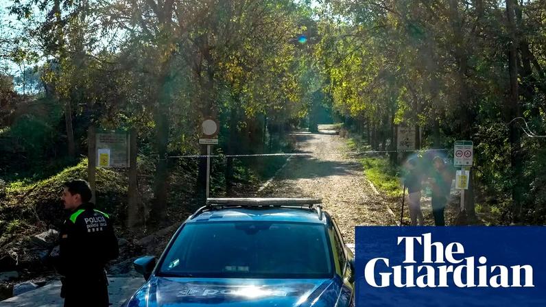 A police car blocks the entrance to the Natural Parc of Collserola in Barcelona due to the presence of swine fever in wild boar. Photograph: Enric Fontcuberta/EPA