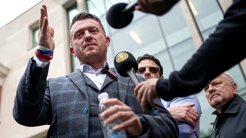 Tommy Robinson at Westminster magistrates court, London, on 28 July 2024.