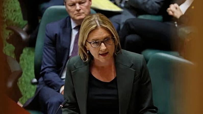 The Victorian premier, Jacinta Allan, speaks during a formal apology to First Peoples on behalf of the state of Victoria. Photograph: Con Chronis/AAP