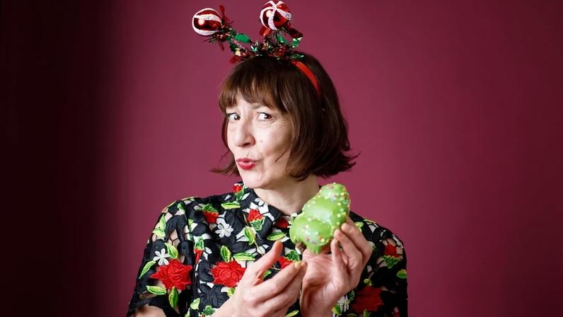 ‘Do I feel Christmassy, punk?’: Zoe Williams with a Krispy Kreme Tree-mendous doughnut.