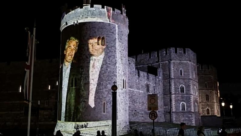 Led By Donkeys projeta Trump e Epstein no Castelo de Windsor