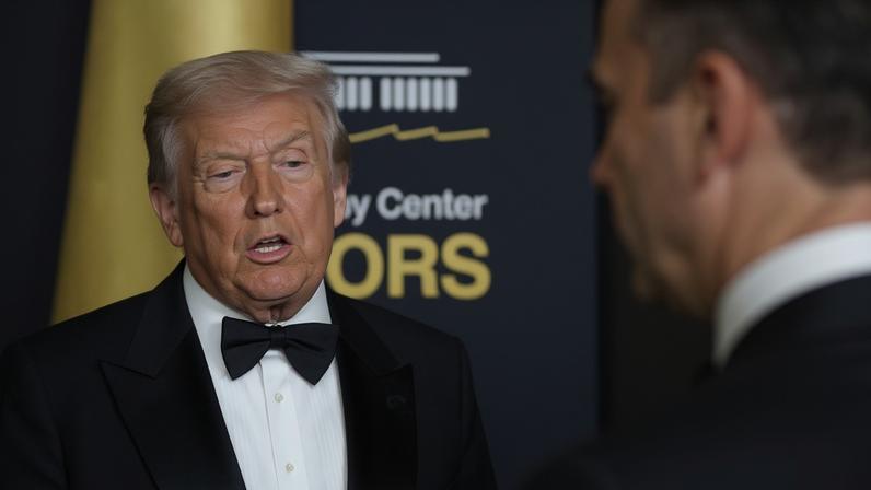 Donald Trump poses on the red carpet for the 2025 Kennedy Center Honors at the John F Kennedy Center for the Performing Arts in Washington, on Sunday. Photograph: Jeenah Moon/Reuters
