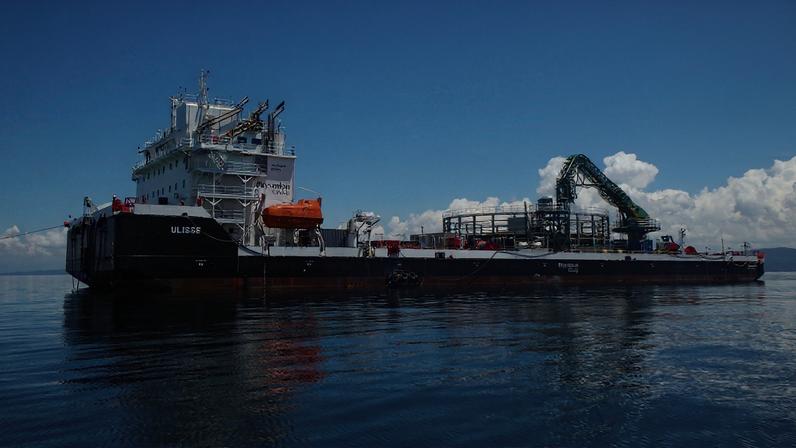 Navio usado para instalação de cabos submarinos na costa dos Estados Unidos em junho de 2023 — Foto: Divulgação/Prysmian Group