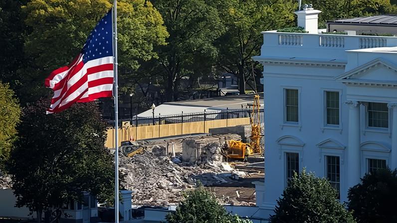 The demolition of the East Wing of the White House on 23 October 2025. Photograph: Andrew Leyden/Reuters