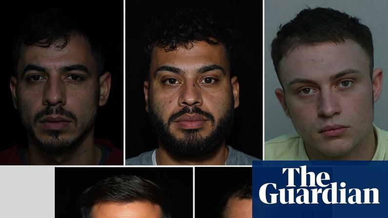 The men sentenced for being part of a grooming gang, clockwise from top left: Codrin Dura, Leonard Paun, Stefan Ciuraru, Klaudio Aleksiu, Bogdan Gugiuman. Composite: Northumbria Police