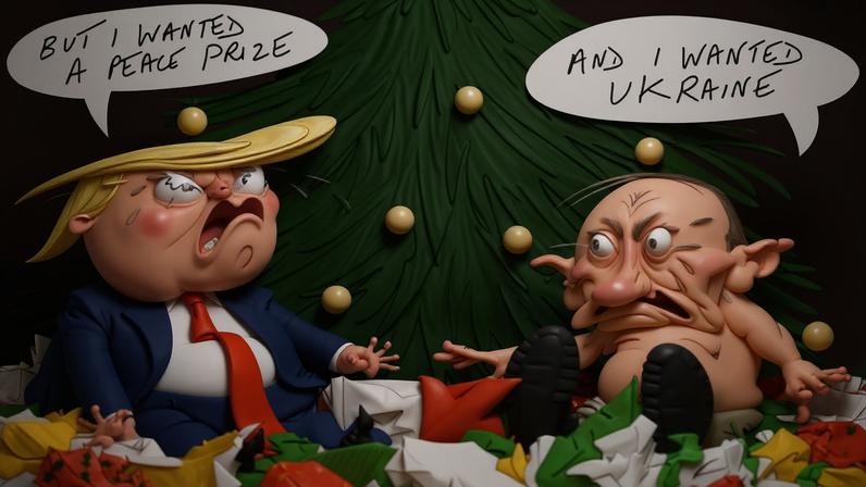 Nicola Jennings retrata no cartoon o Dia de Natal de Trump e Putin