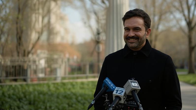 Zohran Mamdani speaks during a press conference in New York City on 20 December.