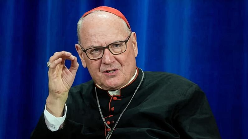 Cardinal Timothy Dolan speaks in Rome, Italy, on 9 May 2025.
