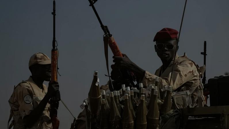 Sudanese soldiers from the Rapid Support Forces unit in the East Nile province of Sudan on 22 June 2019. Photograph: Hussein Malla/AP