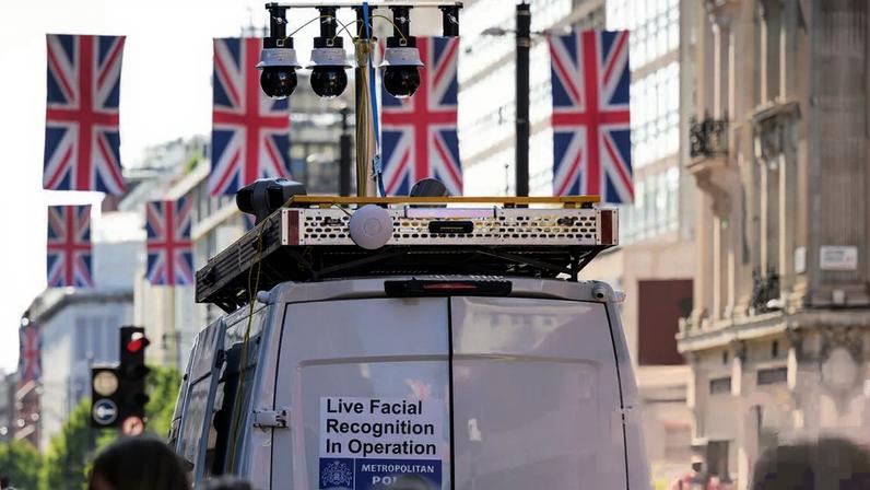 A facial recognition system deployed by the Metropolitan police at Oxford Circus on 13 May in London. Photograph: Leon Neal/Getty Images
