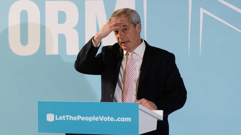 Nigel Farage gave an angry performance at a press conference in London. Photograph: Dan Kitwood/Getty Images