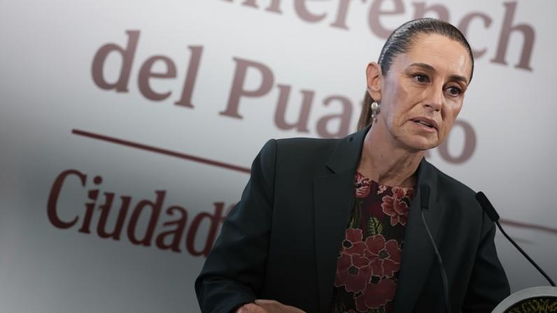 Claudia Sheinbaum speaks during the daily morning briefing at Palacio Nacional on 28 August 2025 in Mexico City, Mexico.