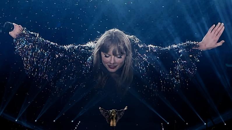 Taylor Swift on stage during the Eras tour in Toronto, November 2024.