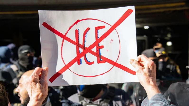 Protesters demonstrate against ICE in New York in November.