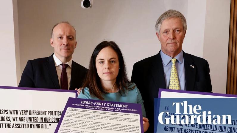 Michael Marra, Kate Forbes and Edward Mountain were among a cross-party group of MSPs who spoke about concerns with Scotland’s assisted dying bill. Photograph: Murdo MacLeod/The Guardian