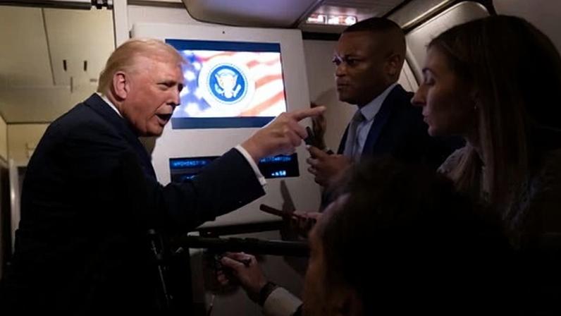 Donald Trump insults a female reporter onboard Air Force One on 14 November 2025.