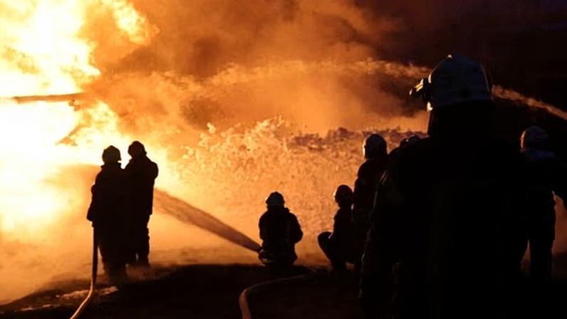Firefighters work at the site of a Russian drone and missile strike in the Poltava region of Ukraine. Photograph: State Emergency Service Of Ukraine/Reuters