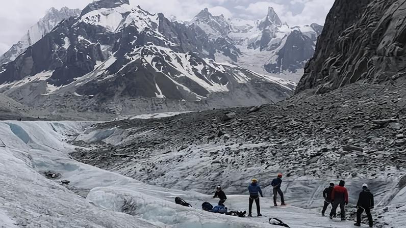Alpinists train on the Mer de Glace in France. Like nearly all of Europe's glaciers, it is melting fast. Photograph: Sean Gallup/Getty Images