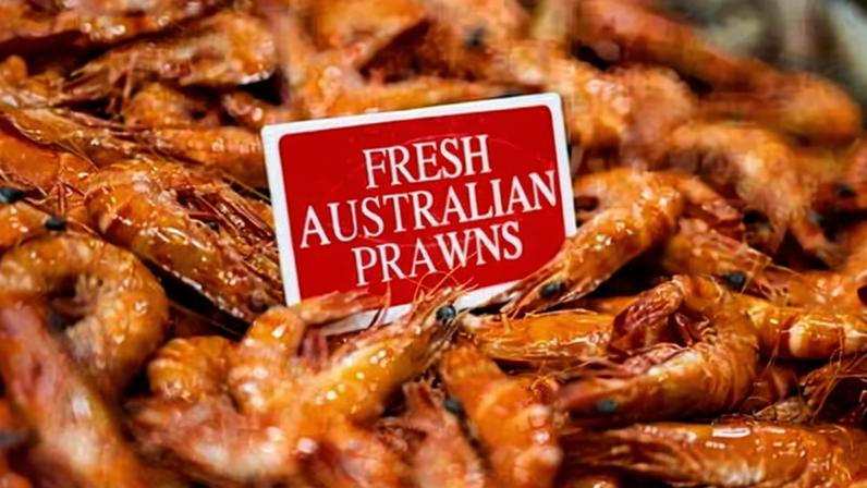 Prawns for sale at the Sydney Fish Market