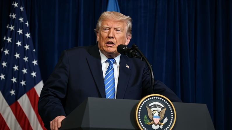 Donald Trump speaks during a press conference following talks at his Mar-a-Lago residence in Palm Beach, Florida, on 28 December.
