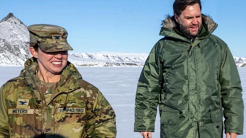 US vice president JD Vance during a visit to the Pituffik space base in Greenland. In August, an alleged US influence campaign in the territory resulted in Denmark summoning the US charge d’affaires.