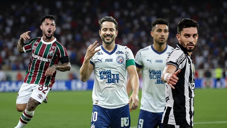 Fluminense, Bahia e Botafogo brigam pela vaga direta na Libertadores, na última rodada do Brasileirão (Foto Lucas Merçon/FFC/Rafael Rodrigues/Bahia EC/Vyctor Santos/Pera Photo Press)
