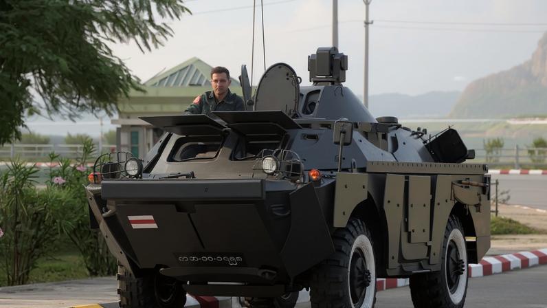 Myanmar's military checkpoint is seen on the way to the congress compound in Naypyitaw