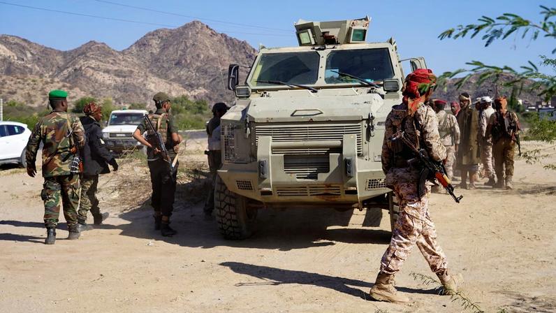 Members of Yemen's main separatist group, the Southern Transitional Council, gather in a mountainous area where they are launching a military operation in Abyan, Yemen, December 15, 2025. REUTERS/Stringer