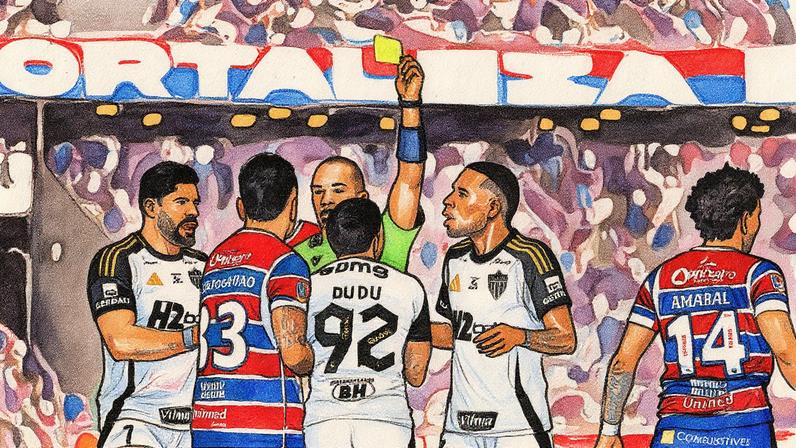 Dudu recebe amarelo por simulação, mas cartão é retirado (Foto: Stefania Lima / GazetaPress)