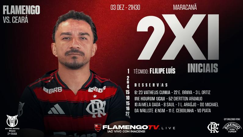 Filipe Luís define a escalação do Flamengo contra o Ceará