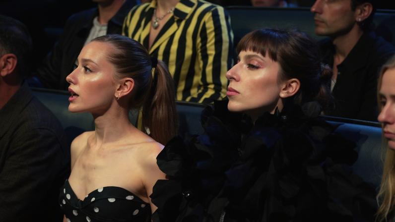 Ariana Grande and Lady Gaga attend the 2025 MTV Video Music Awards.