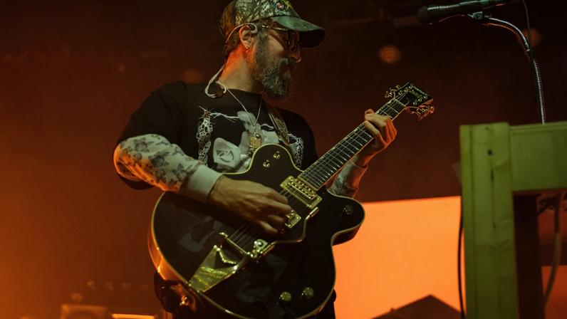 John Gourley of Portugal. The Man performing in Oakland in November 2025.