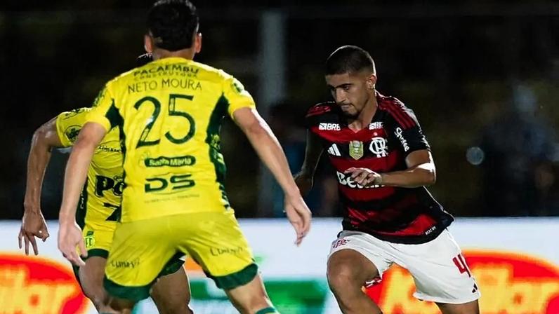 Guilherme durante duelo entre Flamengo e Mirassol pelo Brasileirão (Foto: Caique Coufal / Flamengo)
