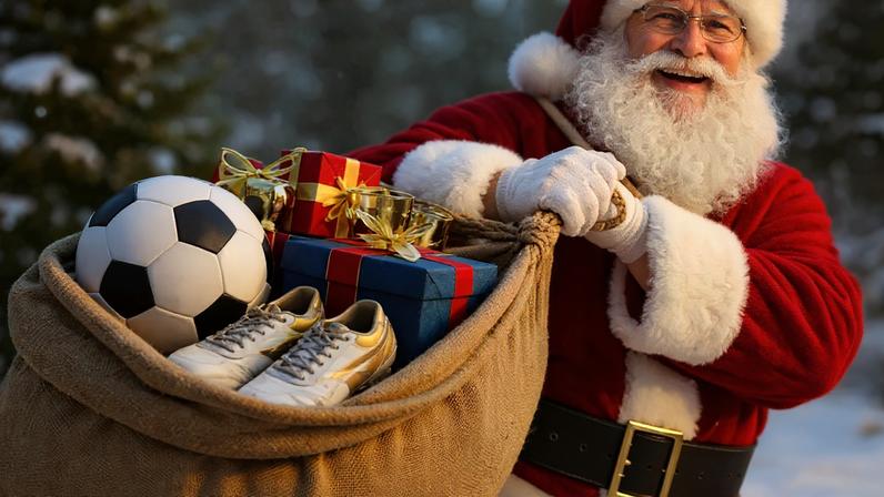 Papai Noel escuta torcidas brasileiras (Foto: Imagem gerada por inteligência artificial)