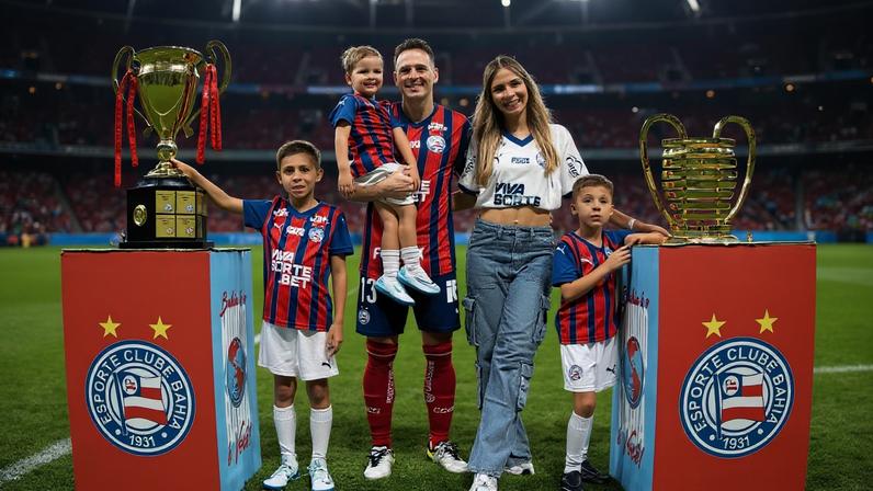 Arias reunido com a família na sua despedida da Arena Fonte Nova (Foto: redes sociais)