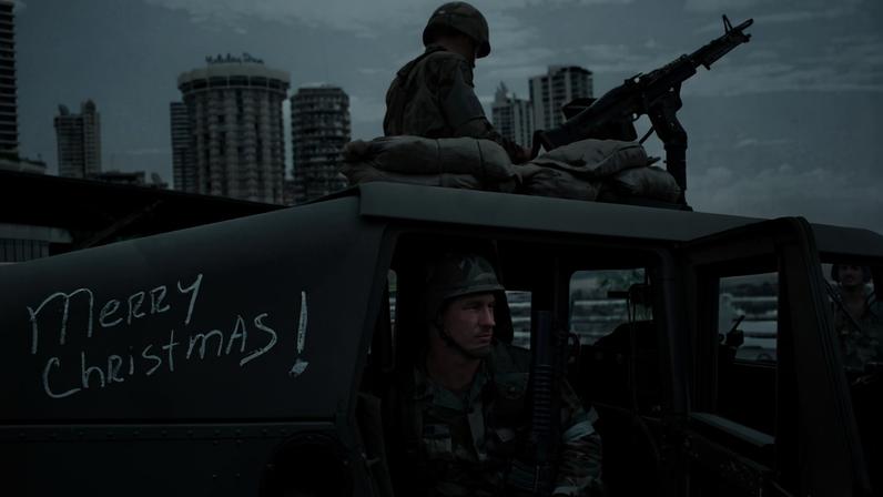 U.S. soldiers man their security position in Panama City during Operation Just Cause.