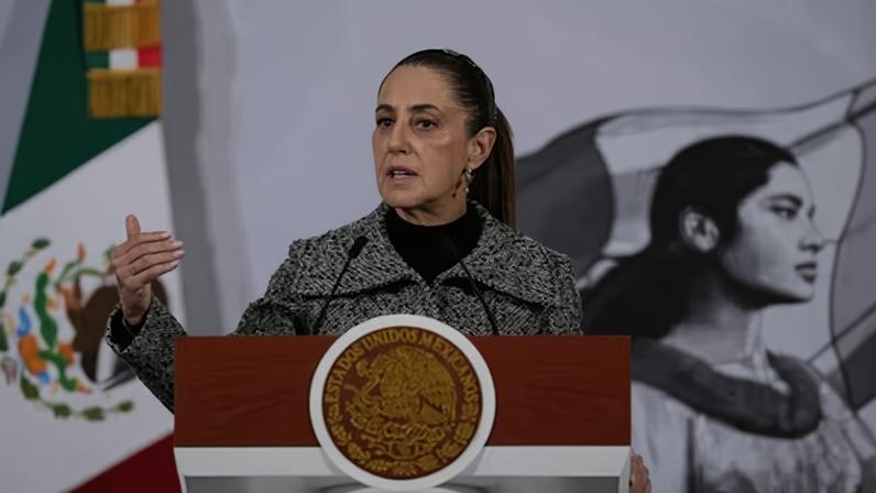 Claudia Sheinbaum en Palacio Nacional, Ciudad de México, este jueves.