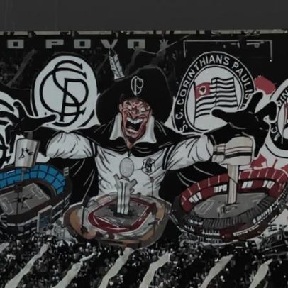 Mosaico da torcida do Corinthians provoca Inter e relembra Copa do Brasil