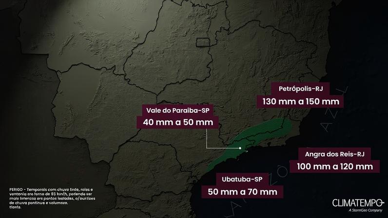 Temporais com risco de transtornos no sudeste até quarta-feira (17)