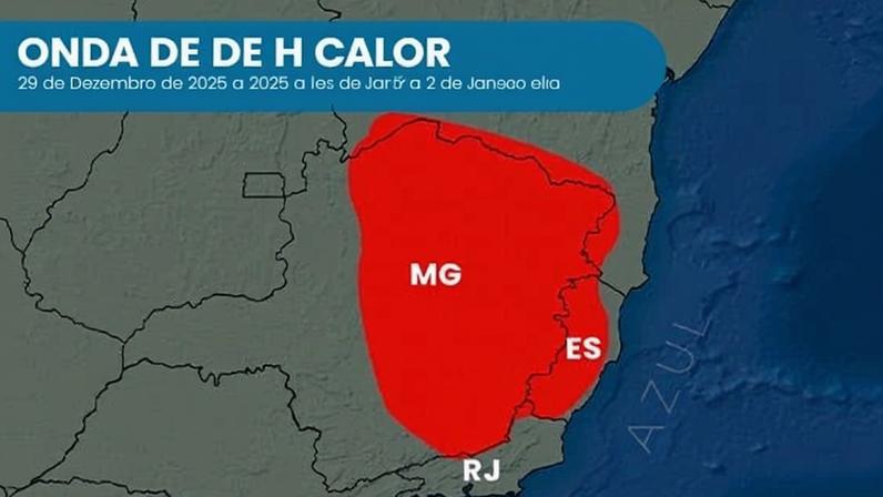 Onda de calor segue atuando sobre parte de Minas Gerais e Espírito Santo até sexta-feira (02).