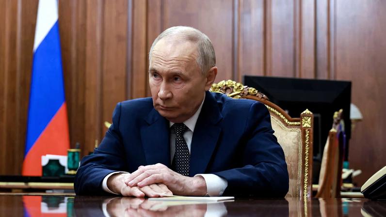 Russian President Vladimir Putin attends a meeting with State Duma Speaker Vyacheslav Volodin at the Kremlin in Moscow, Russia December 23, 2025. Sputnik/Mikhail Metzel/Pool via REUTERS