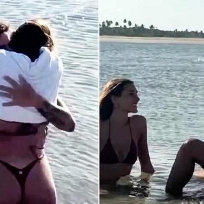 Sasha demonstra afeto com o marido em viagem com Marquezine e Shawn Mendes