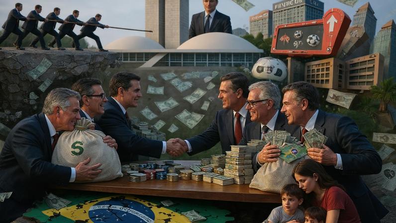 Congresso "esqueceu" discurso contra aumento de impostos após acordão sobre emendas parlamentares. (Foto: Imagem criada utilizando Dall-E/Gazeta do Povo)