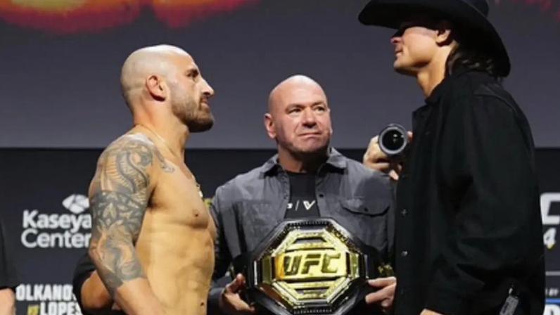 Alexander Volkanovski e Diego Lopes em encarada no UFC (Foto: Reprodução/Instagram)