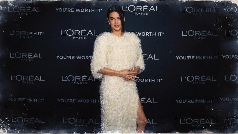 Kendall Jenner arrived at a L’Oréal anniversary celebration in a Bottega Veneta gown that appeared to have a fuzzy texture, but was actually covered in thousands of beads. Image Press Agency/NurPhoto/Shutterstock