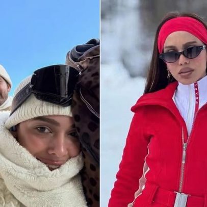 Anitta viaja para esquiar com a família e o namorado; fotos