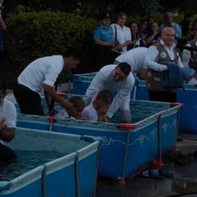 Mais de 300 cadetes da polícia participam de batismo na Argentina