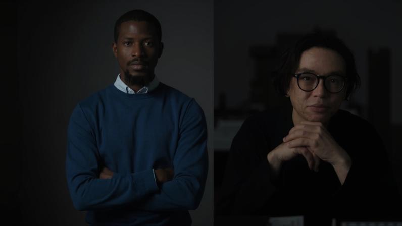 From left: Emirati curator and president of Sharjah Art Foundation; artist Ibrahim Mahama Sheikha Hoor Al Qasimi; Ghanaian artist Ibrahim Mahama; and Singaporean artist Ho Tzu Nyen Al Qasimi: photo, Chieska Fortune Smith; Mahama: © White Cube (George Darrell), courtesy the artist; Ho Tzu Nyen: Photo: Stefan Khoo, courtesy a+ Singapore