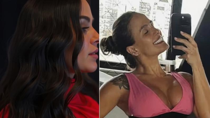 Carol Peixinho na gravidez e atualmente — Foto: Reprodução/Instagram